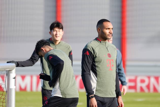Jonathan Tah FC Bayern Muenchen, 04 with Minjae Kim FC Bayern Muenchen, 03 and Luis Diaz FC Bayern Muenchen, 14 , GER, Final training, FC Bayern Muenchen, Football, UEFA Champions League, League Phase, Matchday 8, Season 2025 2026, 27 01 2026, GER, Final training, FC Bayern Muenchen, Football, UEFA Champions League, League Phase, Matchday 8, Season 2025 2026, 27 01 2026 Muenchen Copyright: xEibner-Pressefoto JennixMaulx EP_JML