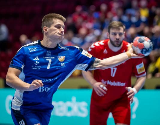 MALMÖ 2026 01 27 Iceland™s Viggo Kristjansson in action during the 2026 EHF European Men s Handball Championship the EHF Euro 2026 main round match between Switzerland and Iceland at the Malmö Arena, in Malmö, Sweden, on January 27, 2026 MALMÖ SWEDEN x50090x  Copyright: xJohanxNilssonx xTTx EHF EURO 2026 SWITZERLAND-ICELAND