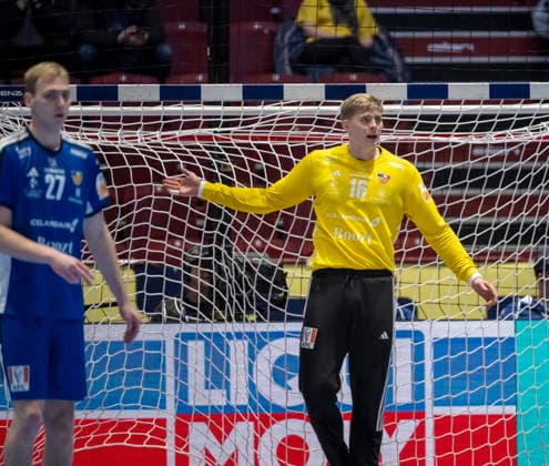 MALMÖ 2026 01 27 Iceland™s Einar Olafsson and goalkeeper Viktor Gisli Hallgrimsson in action during the 2026 EHF European Men s Handball Championship the EHF Euro 2026 main round match between Switzerland and Iceland at the Malmö Arena, in Malmö, Sweden, on January 27, 2026 MALMÖ SWEDEN x50090x  Copyright: xJohanxNilssonx xTTx EHF EURO 2026 SWITZERLAND-ICELAND