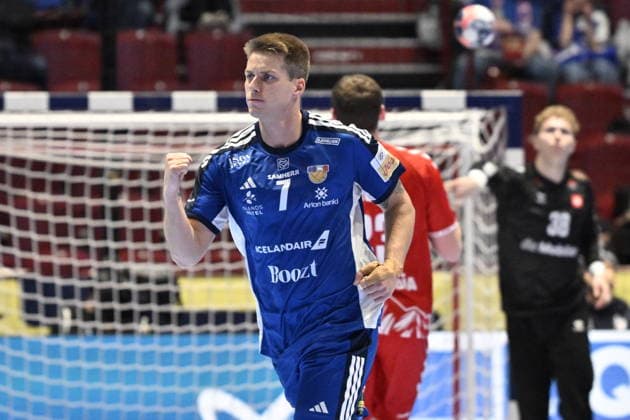 MALMÖ, SWEDEN 20260127 Iceland s Viggo Kristjansson celebrates a goal during the 2026 EHF European Men s Handball Championship the EHF Euro 2026 main round match between Switzerland and Iceland at Malmö Arena, in Malmö, Sweden, on January 27, 2026 MALMÖ SWEDEN x50090x  Copyright: xJohanxNilsson TTx EHF EURO 2026 SWITZERLAND-ICELAND