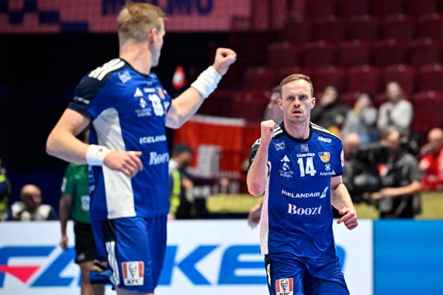 MALMÖ, SVERIGE 20260127 Iceland s Omar Ingi Magnusson celebrates a goal during the 2026 EHF European Men s Handball Championship the EHF Euro 2026 main round match between Switzerland and Iceland at Malmö Arena, in Malmö, Sweden, on January 27, 2026 MALMÖ SVERIGE x50090x  Copyright: xJohanxNilsson TTx EHF EURO 2026 SWITZERLAND-ICELAND