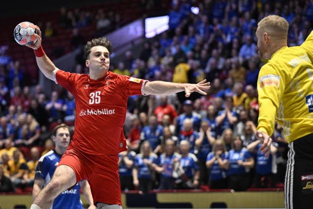 MALMÖ, SVERIGE 20260127 Switzerland s Noam Leopold in action during the 2026 EHF European Men s Handball Championship the EHF Euro 2026 main round match between Switzerland and Iceland at Malmö Arena, in Malmö, Sweden, on January 27, 2026 MALMÖ SVERIGE x50090x  Copyright: xJohanxNilsson TTx EHF EURO 2026 SWITZERLAND-ICELAND