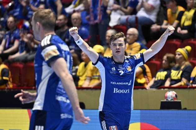MALMÖ, SVERIGE 20260127 Iceland s Odinn Rikhardsson celebrates a goal during the 2026 EHF European Men s Handball Championship the EHF Euro 2026 main round match between Switzerland and Iceland at Malmö Arena, in Malmö, Sweden, on January 27, 2026 MALMÖ SVERIGE x50090x  Copyright: xJohanxNilsson TTx EHF EURO 2026 SWITZERLAND-ICELAND