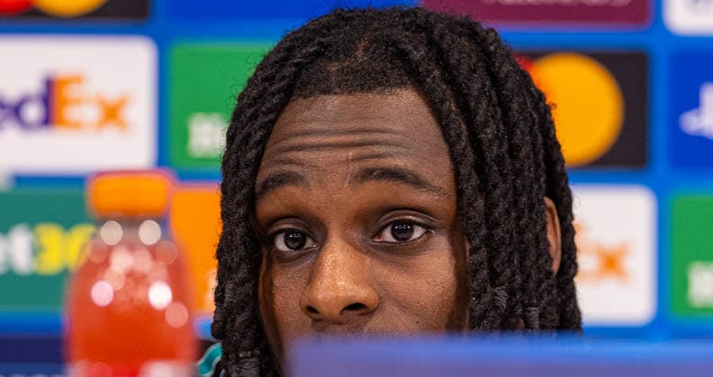 Football - UEFA Champions League - League Phase - Liverpool FC v QarabaÄü FK - MD-1 LIVERPOOL, ENGLAND - Tuesday, January 27, 2026: Liverpool s Jeremie Frimpong during a press conference, PK, Pressekonferenz at Anfield ahead of the UEFA Champions League game between Liverpool FC and QarabaÄü FK. (Photo by David Rawcliffe Propaganda) LIVERPOOL Anfield MERSEYSIDE ENGLAND  Copyright: xDavidxRawcliffex P2026-01-27-Liverpool_ Qarabag_MD-1-72