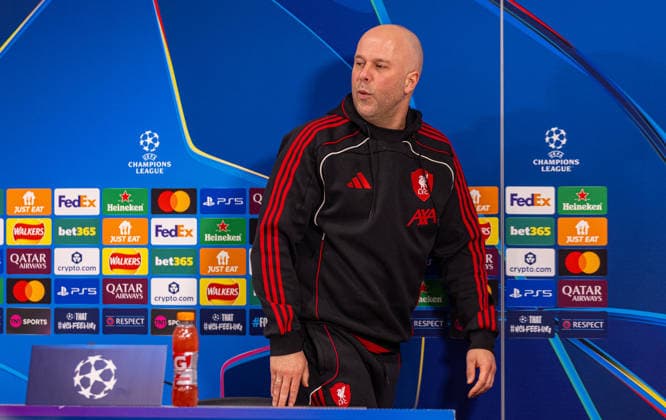 Football - UEFA Champions League - League Phase - Liverpool FC v QarabaÄü FK - MD-1 LIVERPOOL, ENGLAND - Tuesday, January 27, 2026: Liverpool s head coach Arne Slot during a press conference, PK, Pressekonferenz at Anfield ahead of the UEFA Champions League game between Liverpool FC and QarabaÄü FK. (Photo by David Rawcliffe Propaganda) LIVERPOOL Anfield MERSEYSIDE ENGLAND  Copyright: xDavidxRawcliffex P2026-01-27-Liverpool_ Qarabag_MD-1-75