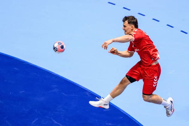 260127 Gino Steenaerts of Switzerland during the EHF European Handball Championship main round match between Switzerland and Iceland on January 27, 2026 in Malmö Photo Petter Arvidson BILDBYRAN kod PA PA1140 handball handball handballs em 2026 schweiz island ehf european handball championship switzerland iceland bbeng  Copyright: PETTERxARVIDSON BB260127PA075