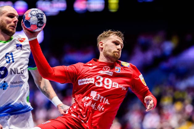 260127 David Mandic of Croatia during the EHF European Handball Championship main round match between Slovenia and Croatia on January 27, 2026 in Malmö Photo Petter Arvidson BILDBYRAN kod PA PA1141 handball handball handballs em 2026 slovenien slovenia croatia kroatien ehf european handball championship bbeng grappa33  Copyright: PETTERxARVIDSON BB260127PA083