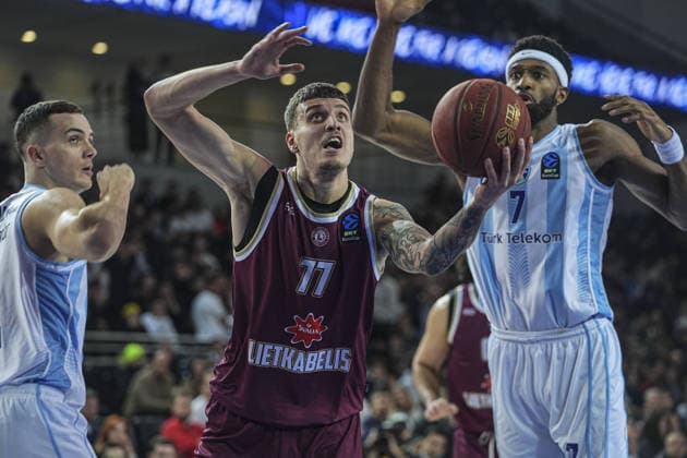 Turk Telekom v Lietkabelis - BKT European Cup ANKARA, TURKIYE - JANUARY 27: Paulius Danusevicius (77) of Lietkabelis in action during BKT EuroCup Basketball Week 16 Group B match between Turk Telekom and Lietkabelis at Ankara Sports Hall in Ankara, Turkiye on January 27, 2026. Metin Aktas Anadolu Ankara Turkey. Editorial use only. Please get in touch for any other usage.  Copyright: x2026xAnadoluxMetinxAktasx