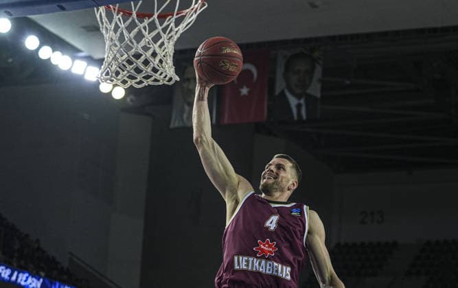 Turk Telekom v Lietkabelis - BKT European Cup ANKARA, TURKIYE - JANUARY 27: Justas Furmanavicius (4) of Lietkabelis in action during BKT EuroCup Basketball Week 16 Group B match between Turk Telekom and Lietkabelis at Ankara Sports Hall in Ankara, Turkiye on January 27, 2026. Metin Aktas Anadolu Ankara Turkey. Editorial use only. Please get in touch for any other usage.  Copyright: x2026xAnadoluxMetinxAktasx