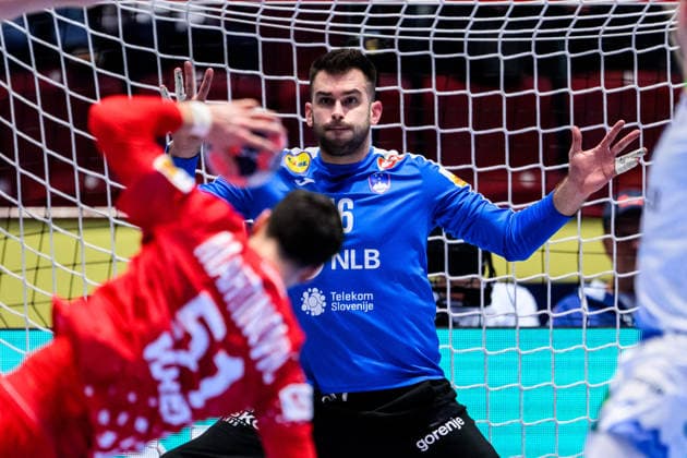 260127 goalkeeper Miljan Vujovic of Slovenia during the EHF European Handball Championship main round match between Slovenia and Croatia on January 27, 2026 in Malmö Photo Petter Arvidson BILDBYRAN kod PA PA1141 handball handball handball handballs em 2026 slovenien slovenia croatia kroatien ehf european handball championship bbeng grappa33  Copyright: PETTERxARVIDSON BB260127PA101
