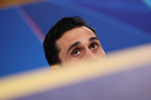 FBL UEFA Champions League 2025 26 press conference SL Benfica Real Madrid coach Alvaro Arbeloa Real Madrid eyes focused on the champions Match during the press conference before the UEFA Champions League 2025 26 League Phase MD8 match between Sport Lisboa e Benfica and Real Madrid at Estadio da Luz on January 27, 2026 in Lisbon, Portugal Copyright: JoaquimxFerreira