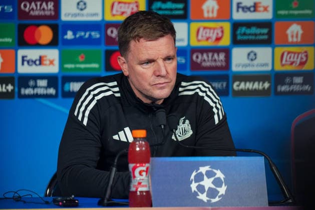 Newcastle United press conference, PK, Pressekonferenz AUXERRE, FRANCE - JANUARY 23: Eddie Howe, Head coach of Newcastle United FC during the Newcastle United FCpress conference at Parc des Princes in Paris France on January 27, 2026. Maxime Delacroix Anadolu Paris France. Editorial use only. Please get in touch for any other usage.  Copyright: x2026xAnadoluxMaximexDelacroixx