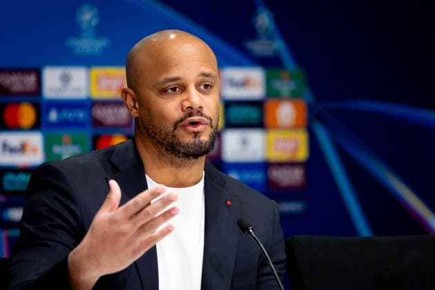 EINDHOVEN - Bayern Munich coach Vincent Kompany during a press conference, PK, Pressekonferenz at the Philips Stadium on the day before the Champions League match against Bayern Munich. IRIS VAN DEN BROEK ANP xVIxANPxSportx xxANPxIVx 548798977 originalFilename: 548798977.jpg