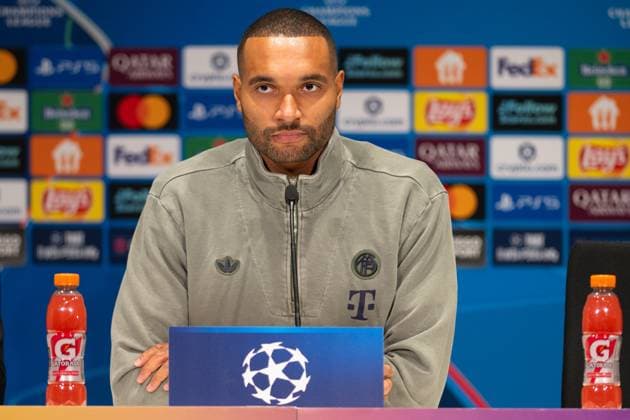 Jonathan Tah 4 FC Bayern Muenchen at the press conference before the match PSV Eindhoven vs FC Bayern Muenchen, Soccer, Champions League, Matchday 8, 27 01 2026 Copyright: xkolbert-press MarkusxVerwimpx