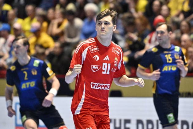 MALMÖ, SWEDEN 20260127 Hungary s Bence Imre celebrates after scoring during the European Handball Championship s intermediate round match between Sweden and Hungary at Malmö Arena, Malmö, Sweden, January 25, 2026 MALMÖ SWEDEN x50090x  Copyright: xJohanxNilsson TTx EUROPEAN HANDBALL CHAMPIONSHIP 2026 SWEDEN-HUNGARY