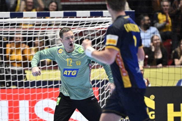 MALMÖ, SWEDEN 20260127 Swedens goalkeeper Andreas Palicka cheers after making a save during the European Handball Championship middle round match between Sweden and Hungary in Malmö Arena, Malmö, Sweden, January 25, 2026 MALMÖ SWEDEN x50090x  Copyright: xJohanxNilsson TTx HANDBOLLS-EM 2026 SVERIGE-UNGERN