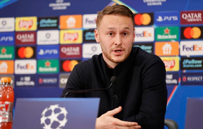 Monaco, Monte Carlo January 28, 2026 AS Monaco vs Juventus Football Club, Turin, UEFA Champions League Press Conference with dutch midfielder Teun Koopmeiners Press Conference AS Monaco Juventus Football Club, UEFA Champions League
