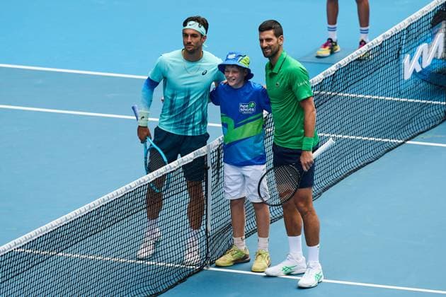 Lorenzo Musetti of Italy and Novak Djokovic of Serbia Australian Open tennis tournament, Day Eleven, Melbourne Park, Australia - 28 Jan 2026Melbourne Melbourne Park Victoria (VIC) Australia  Copyright: xRachelxBach Shutterstockx 16403682as