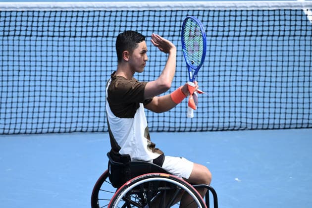 TENNIS AUSTRALIAN OPEN, Tokito Oda of Japan celebrates match point during the men™s round 1 wheelchair singles match against Casey Ratzlaff of the USA on day 11 of the 2026 Australian Open tennis tournament at Melbourne Park in Melbourne, Wednesday, January 22, 2026. ( NO ARCHIVING MELBOURNE VICTORIA AUSTRALIA  Copyright: xJOELxCARRETTx 20260128188471152750