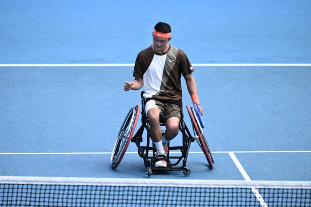 TENNIS AUSTRALIAN OPEN, Tokito Oda of Japan celebrates match point during the men™s round 1 wheelchair singles match against Casey Ratzlaff of the USA on day 11 of the 2026 Australian Open tennis tournament at Melbourne Park in Melbourne, Wednesday, January 22, 2026. ( NO ARCHIVING MELBOURNE VICTORIA AUSTRALIA  Copyright: xJOELxCARRETTx 20260128193104094577
