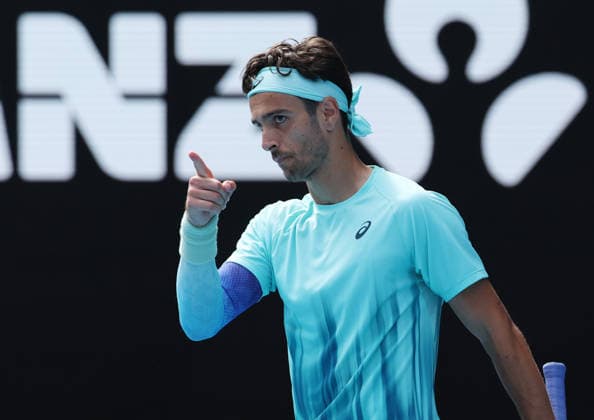 January 28, 2026, Melbourne, Victoria, Australia: LORENZO MUSETTI of Italy during the match against N. Djokovic of Serbia in the quarter final of Australian Open, Melbourne, Australia. Melbourne Australia - ZUMAc278 20260128_zsp_c278_042 Copyright: xMarcinxCholewinskix