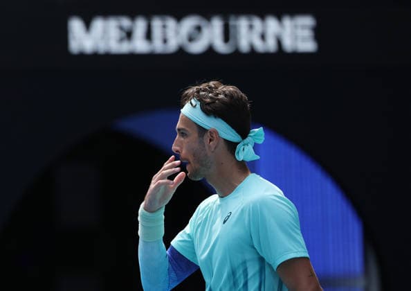 January 28, 2026, Melbourne, Victoria, Australia: LORENZO MUSETTI of Italy during the match against N. Djokovic of Serbia in the quarter final of Australian Open, Melbourne, Australia. Melbourne Australia - ZUMAc278 20260128_zsp_c278_043 Copyright: xMarcinxCholewinskix