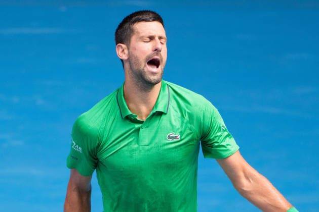 January 28, 2026: 4th seed NOVAK DJOKOVIC of Serbia in action against 5th seed LORENZO MUSETTI of Italy on Rod Laver Arena in a Men s Singles Quarterfinals match on day 11 of the 2026 Australian Open in Melbourne, Australia. Cal Media Melbourne Australia - ZUMAc04_ 20260128_faf_c04_029 Copyright: xSydneyxLowx