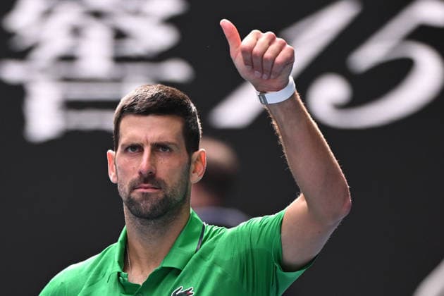 TENNIS AUSTRALIAN OPEN, Novak Djokovic of Serbia after Lorenzo Musetti of Italy retired due to injury during their men™s quarterfinals match on day 11 of the 2026 Australian Open tennis tournament at Melbourne Park in Melbourne, Wednesday, January 22, 2026. ( NO ARCHIVING MELBOURNE VICTORIA AUSTRALIA  Copyright: xJOELxCARRETTx 20260128145052098625