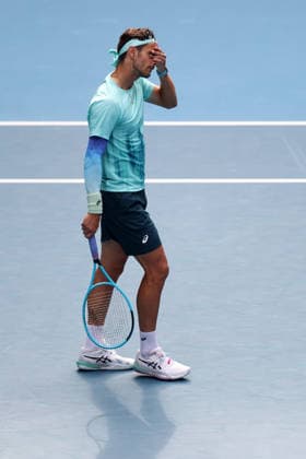 Lorenzo Musetti after retiring injured in his quarter final match Australian Open tennis tournament, Day Eleven, Melbourne Park, Australia - 28 Jan 2026Melbourne Melbourne Park Victoria (VIC) Australia  Copyright: xEllaxLing Shutterstockx 16403681cs