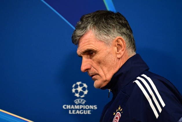 UEFA Champions League, Ajax vs Olympiacos FC - JosÃ Luis Mendilibar coach and Francisco Ortega player of Olympiacos attent a press conference, PK, Pressekonferenz prior to the UEFA Champions League league phase matchday 8 soccer match between Ajax and Olympiacos at Johan Cruyff Arena in Amsterdam, Netherlands, 27 January 2025. IMAGO ONE INCH PRODUCTIONS AMSTERDAM NETHERLANDS Copyright: xOnexInchxProductionsx 6827067