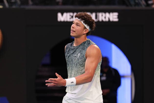 Ben Shelton reacts angry,anger,disappointed,disappointment,emotion, Australian Open 2026 Melbourne Park, Melbourne, Victoria, Australia Copyright: xJuergenxHasenkopfx