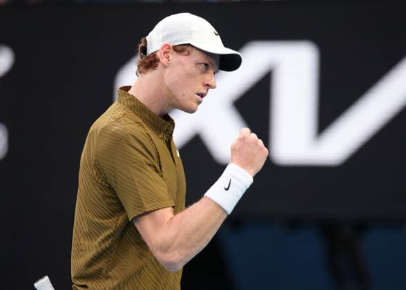 Jannik Sinner ITA makes a fist and cheers,cheers,joy,emotion, Australian Open 2026 Melbourne Park, Melbourne, Victoria, Australia Copyright: xJuergenxHasenkopfx