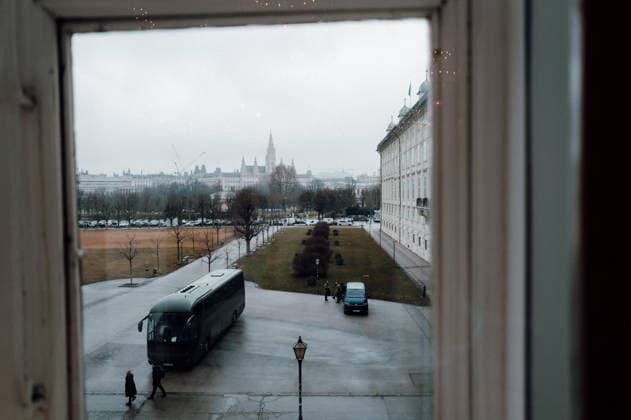 OLYMPICS - Winter Olympic Games, Olympische Spiele, Olympia, OS Milano Cortina 2026 VIENNA,AUSTRIA,28.JAN.26 - OLYMPICS - Winter Olympic Games Milano Cortina 2026, preview, Vereidigung Olympic Team Austria. Image shows the view out of the window.  GEPAxpictures xAlexanderxSolc