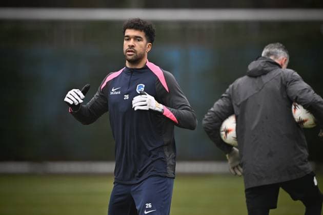 Genk s goalkeeper Tobias Lawal pictured during a training session of Belgian soccer team KRC Genk in Genk, on Wednesday 28 January 2026. The team is preparing for tomorrow s match against Swedish team Malmo FF, on day eight of the League phase of the UEFA Europa League tournament. JOHAN EYCKENS JohanxEyckens  x159239639x