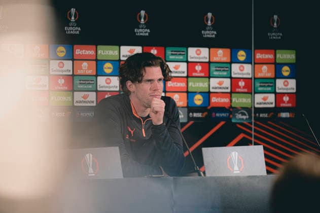 FC Midtjylland press conference, PK, Pressekonferenz - Europa League Herning, Denmark - January 28: Head coach Mike Tullberg and captain Mads Bech Sorensen during a Press conference before the game between FC Midtjylland and Dinamo Zagreb in UEFA Europa League at MCH Arena Herning MCH Arena Denmark Copyright: xDANIELxSTENTZx