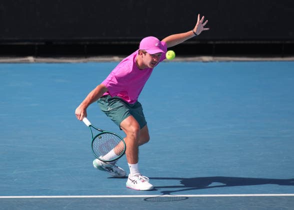 Flynn Thomas SUI , Boys Singles, Boys Singles, Australian Open 2026 Melbourne Park, Melbourne, Victoria, Australia Copyright: xJuergenxHasenkopfx