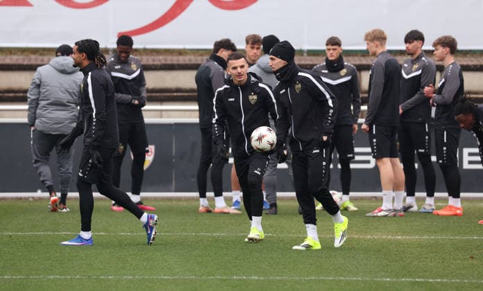 2026,01,28, Stuttgart, Football UEFA Europa League, Season 2025 2026, VfB Stuttgart, Training, v l Badredine Bouanani, Bilal El Khannouss