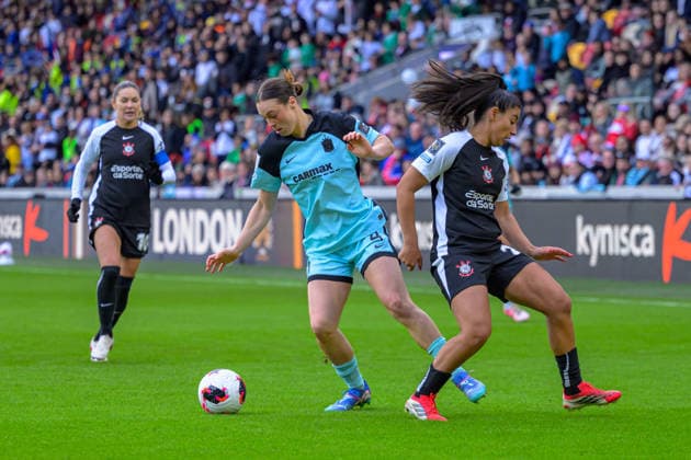 Lilly Reale (4 Gotham FC) during the FIFA Women s Champions Cup game between Gotham FC vs SC Corinthians at Gtech Community Stadium in London , England . (Photo by Keeran Marquis Sports Press Photo SPP) Copyright: xKeeranxMarquis SPPx Sportspressphoto_SPR86308