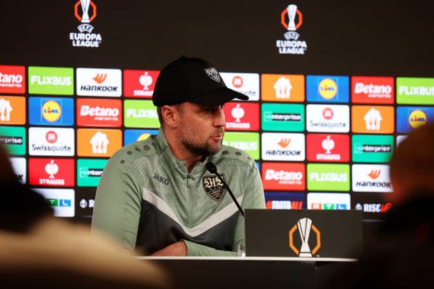 2026,01,28, Stuttgart, Football UEFA Europa League, Season 2025 2026, VfB Stuttgart, PK, Final PK, Press conference, VfB Coach Sebastian Hoeneß