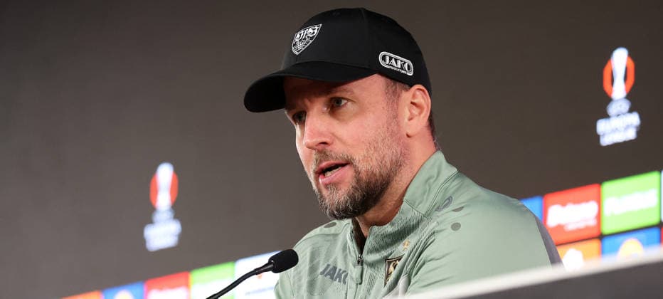 2026,01,28, Stuttgart, Football UEFA Europa League, Season 2025 2026, VfB Stuttgart, PK, Final PK, Press conference, VfB Coach Sebastian Hoeneß