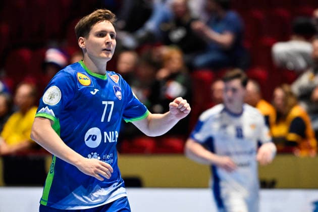 MALMÖ, SVERIGE 20260128 Slovenia s Domen Novak celebrates during the 2026 EHF European Men s Handball Championship the EHF Euro 2026 main round match between Slovenia and Iceland at Malmö Arena, in Malmö, Sweden, on January 28, 2026 MALMÖ SVERIGE x50090x  Copyright: xJohanxNilsson TTx EHF EURO 2026 SLOVENIA-ICELAND