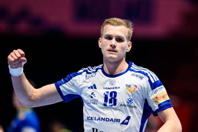 260128 Ellidi Vidarsson of Iceland during the EHF European Handball Championship main round match between Slovenia and Iceland on January 28, 2026 in Malmö Photo Petter Arvidson BILDBYRAN kod PA PA1143 handball handball handballs em 2026 slovenien slovenia island ehf european handball championship iceland bbeng  Copyright: PETTERxARVIDSON BB260128PA006