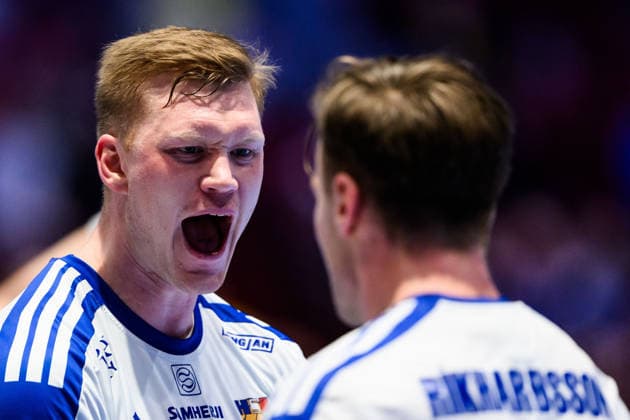 260128 Ymir Gislason of Iceland celebrates during the EHF European Handball Championship main round match between Slovenia and Iceland on January 28, 2026 in Malmö Photo Petter Arvidson BILDBYRAN kod PA PA1143 handball handball handball handballs em 2026 slovenien slovenia island ehf european handball championship iceland bbeng jubel celebrates  Copyright: PETTERxARVIDSON BB260128PA015