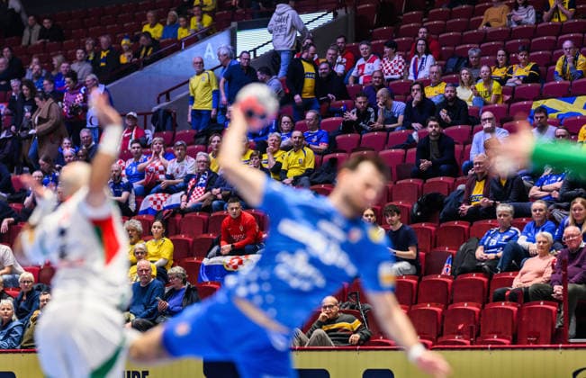 260128 Empty seats in the stands during the EHF European Handball Championship main round match between Croatia and Hungary on January 28, 2026 in Malmö Photo Petter Arvidson BILDBYRAN kod PA PA1144 handball handball handball handballs em 2026 croatia hungary kroatien ungern ehf european handball championship bbeng grappa33  Copyright: PETTERxARVIDSON BB260128PA034