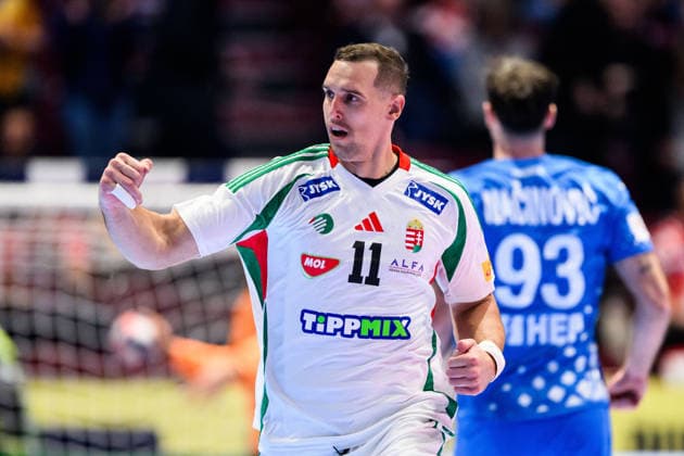 260128 Patrik Ligetvari of Hungary celebrates during the EHF European Handball Championship main round match between Croatia and Hungary on January 28, 2026 in Malmö Photo Petter Arvidson BILDBYRAN kod PA PA1144 handball handball handball handballs em 2026 croatia hungary croatia hungary hungary ehf european handball championship bbeng grappa33jubel celebrates  Copyright: PETTERxARVIDSON BB260128PA035