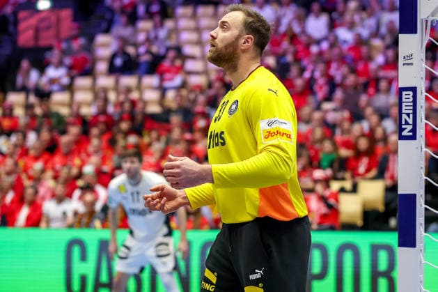 28 01 2026, Handball, Men s EHF EURO 2026, Germany France, Jyske Bank Boxen in Herning, Denmark, Main Round Andreas Wolff Germany 33 gesticulating on the pitch Denmark