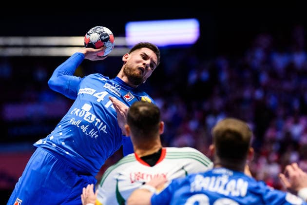 260128 Tin Lucin of Croatia during the EHF European Handball Championship main round match between Croatia and Hungary on January 28, 2026 in Malmö Photo Petter Arvidson BILDBYRAN kod PA PA1144 handball handball handball handballs em 2026 croatia hungary croatia hungary ehf european handball championship bbeng grappa33  Copyright: PETTERxARVIDSON BB260128PA039