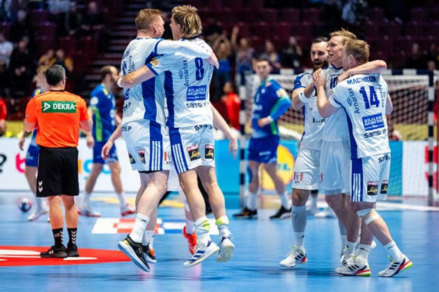 Slovenia v Iceland, EHF EURO 2026, Malmo, Sweden Malmo, Sweden. 28th of January, 2026. Players of Iceland seen celebrating after the win in the EHF Euro 2026 match between Slovenia v Iceland at Malmo Arena, Malmo on 28 01 2026 Sweden, Malmo, Malmö Arena  Copyright: xGonzalesxPhoto TobiasxJorgensenx