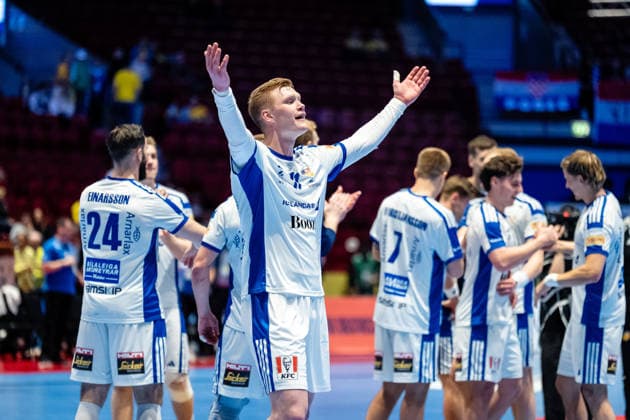 Slovenia v Iceland, EHF EURO 2026, Malmo, Sweden Malmo, Sweden. 28th of January, 2026. Players of Iceland seen celebrating after the win in the EHF Euro 2026 match between Slovenia v Iceland at Malmo Arena, Malmo on 28 01 2026 Sweden, Malmo, Malmö Arena  Copyright: xGonzalesxPhoto TobiasxJorgensenx