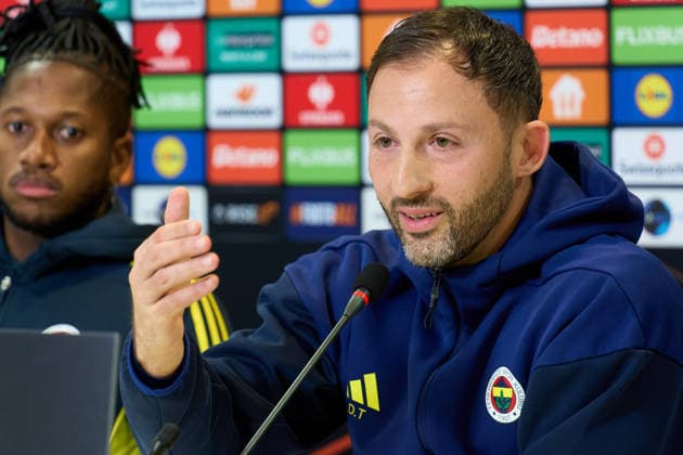 Fenerbahce press conference, PK, Pressekonferenz FCSB v Fenerbahce, UEFA Europa League, Fotball, Phase MD8, Bucharest, Romania Bucharest, Romania. 28th Jan, 2026: Domenico Tedesco, Fenerbahce SK football team coach, holds a press conference one day ahead of the UEFA Europa League, league phase, matchday 8, football match between FCSB and Fenerbahce SK, at the National Arena Stadium in Bucharest. Bucharest Romania Copyright: xLucianxAlecux